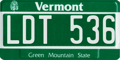 VT license plate LDT536