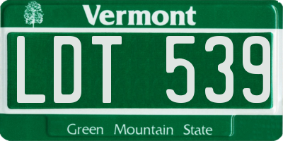 VT license plate LDT539