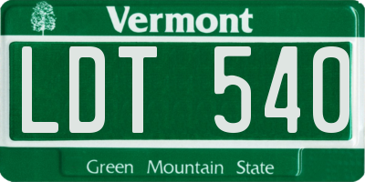VT license plate LDT540