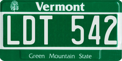 VT license plate LDT542