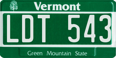 VT license plate LDT543