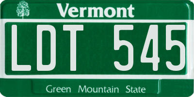 VT license plate LDT545