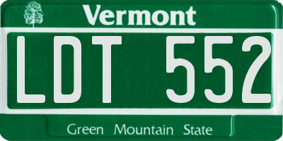 VT license plate LDT552