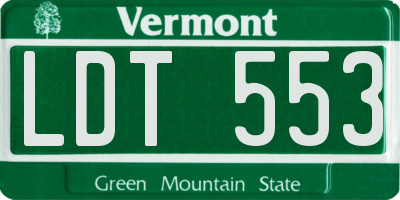 VT license plate LDT553