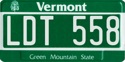 VT license plate LDT558