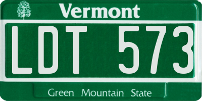 VT license plate LDT573