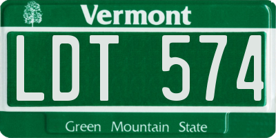 VT license plate LDT574