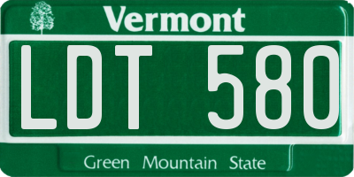 VT license plate LDT580