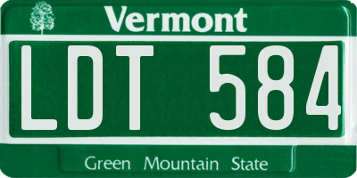 VT license plate LDT584