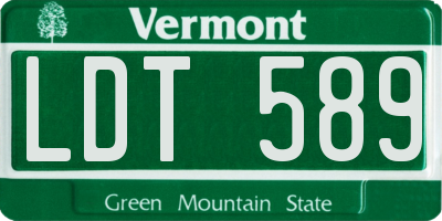 VT license plate LDT589