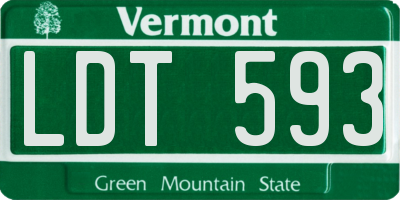 VT license plate LDT593