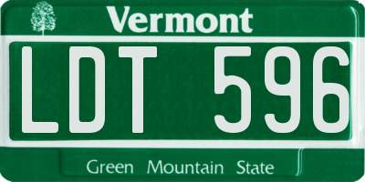 VT license plate LDT596
