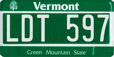 VT license plate LDT597
