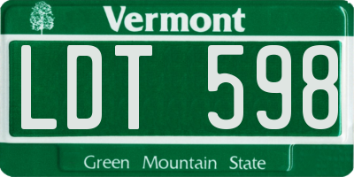VT license plate LDT598