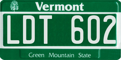VT license plate LDT602