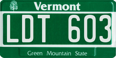 VT license plate LDT603