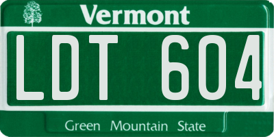 VT license plate LDT604