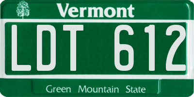 VT license plate LDT612