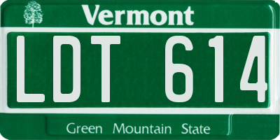 VT license plate LDT614