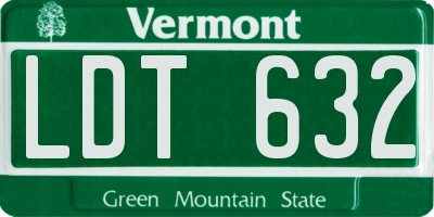 VT license plate LDT632