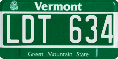 VT license plate LDT634