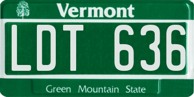 VT license plate LDT636