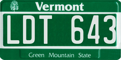VT license plate LDT643