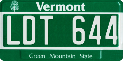 VT license plate LDT644