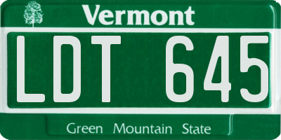 VT license plate LDT645