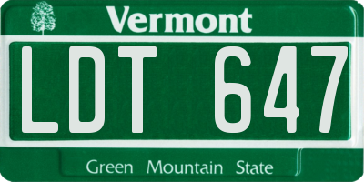 VT license plate LDT647
