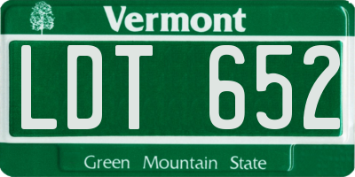 VT license plate LDT652