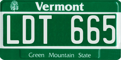 VT license plate LDT665
