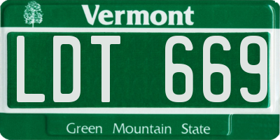 VT license plate LDT669