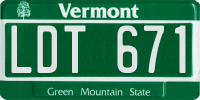 VT license plate LDT671