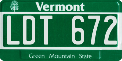 VT license plate LDT672