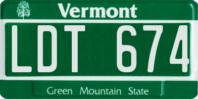 VT license plate LDT674