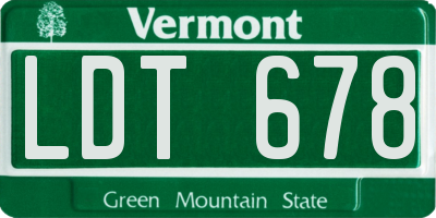VT license plate LDT678