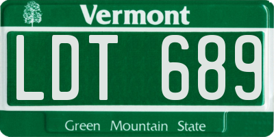 VT license plate LDT689