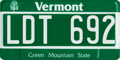 VT license plate LDT692