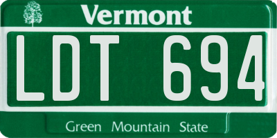 VT license plate LDT694
