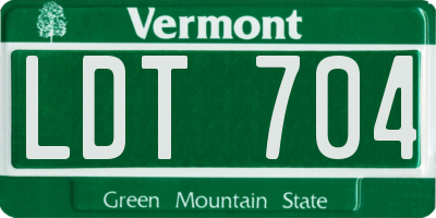 VT license plate LDT704