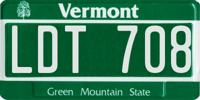 VT license plate LDT708