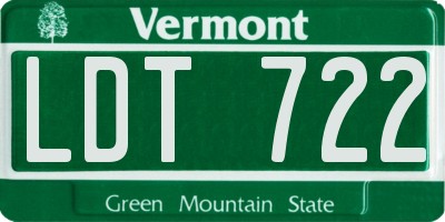VT license plate LDT722