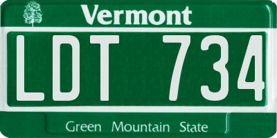 VT license plate LDT734