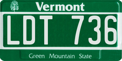 VT license plate LDT736