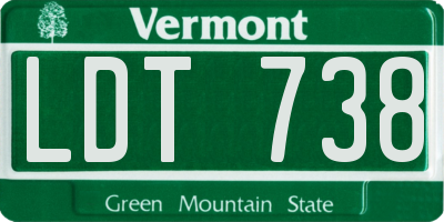 VT license plate LDT738