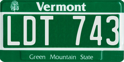 VT license plate LDT743