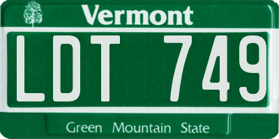 VT license plate LDT749