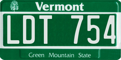 VT license plate LDT754