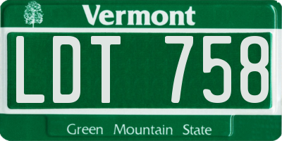 VT license plate LDT758
